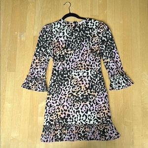 Veronica Beard Silk Leopard Print Ruffle Dress